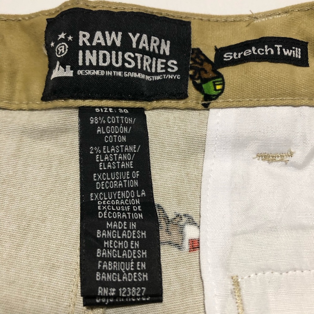MENS RAW YARN INDUSTRIES NEW W.T. BearStretch Twill Khaki Shorts/ Belt Size 30 - Picture 4 of 12